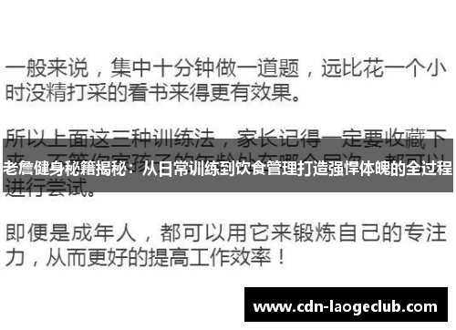 老詹健身秘籍揭秘：从日常训练到饮食管理打造强悍体魄的全过程